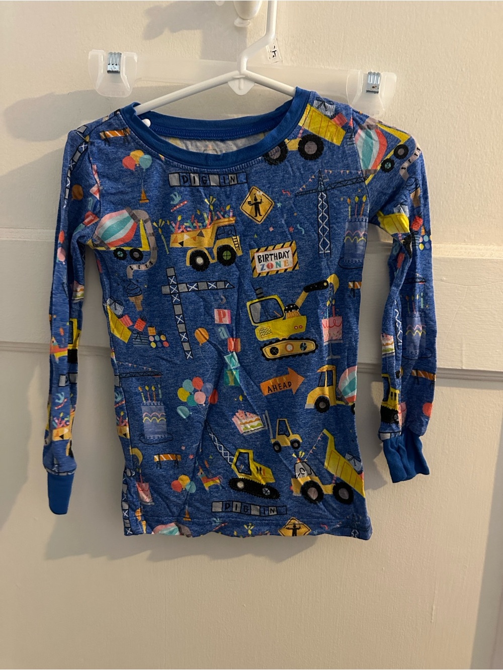 Little Sleepies Birthday Builders Blue Bamboo Long Sleeve Shirt Top 2T Boy